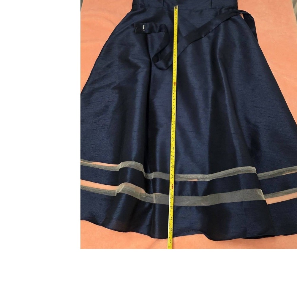Vintage Alfred Sung Navy Strapless Cocktail Dress Size 10 Formal Midi - Picture 12 of 13